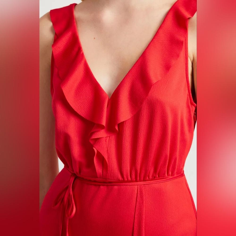 NWT French Connection Maudie Drape Sleeveless Wrap Dress Shanghai Red - Picture 3 of 12